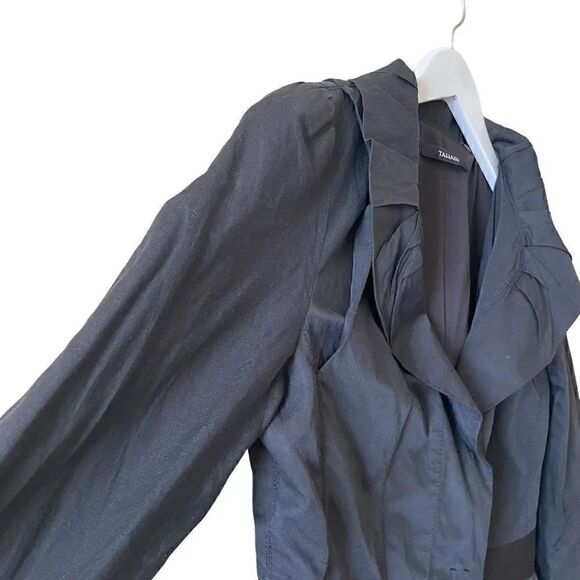 Tahari Black Gothic Button Down Shoulder Pads Lined Office Blazer Jacket Sz 4 - Picture 6 of 13